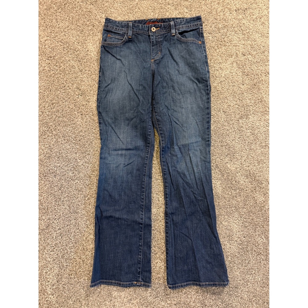 VTG Eddie Bauer Jeans Womens 6R Blue Bootcut Denim Mid Rise Stretch Dark Wash